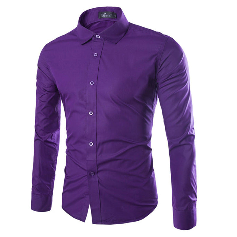 Daan | Plain Black Slim Fit Men's Shirt