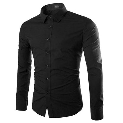 Daan | Plain Black Slim Fit Men's Shirt