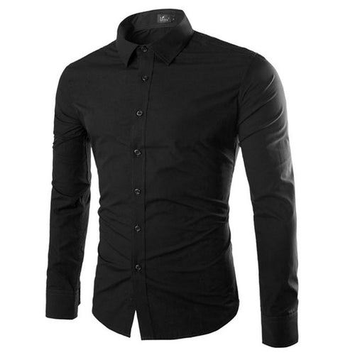 Daan | Plain Black Slim Fit Men's Shirt