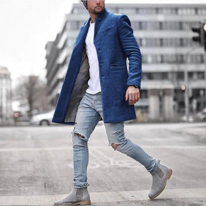 Daan | Long Wool Men's Coat in Solid Colour