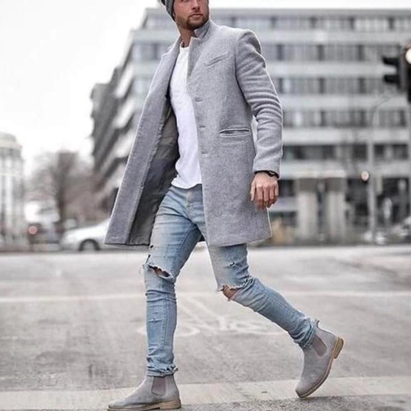 Daan | Long Wool Men's Coat in Solid Colour