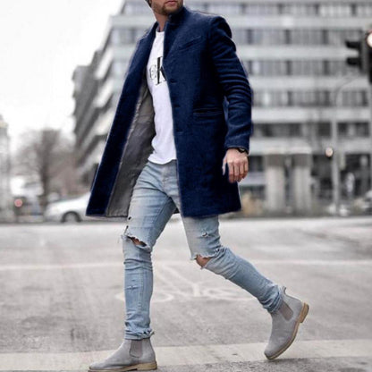 Daan | Long Wool Men's Coat in Solid Colour