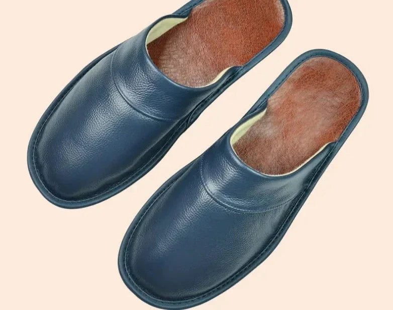 Daan | Black Leather Men's Slippers