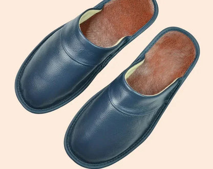 Daan | Black Leather Men's Slippers