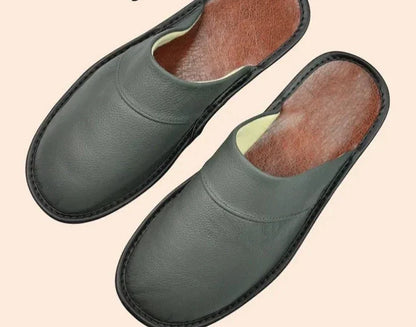Daan | Black Leather Men's Slippers