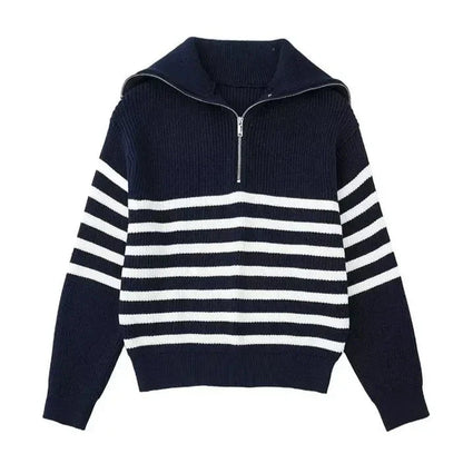 Damian | Striped Zip Sweater