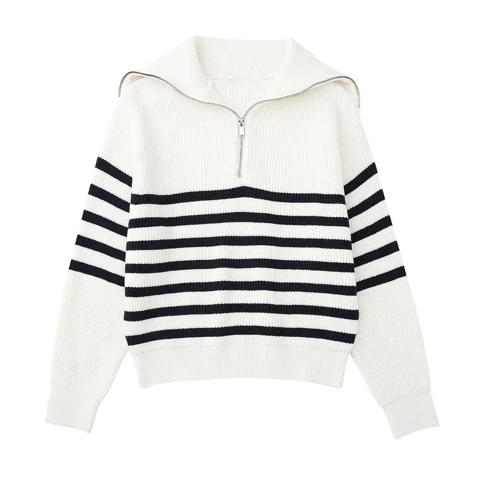 Damian | Striped Zip Sweater