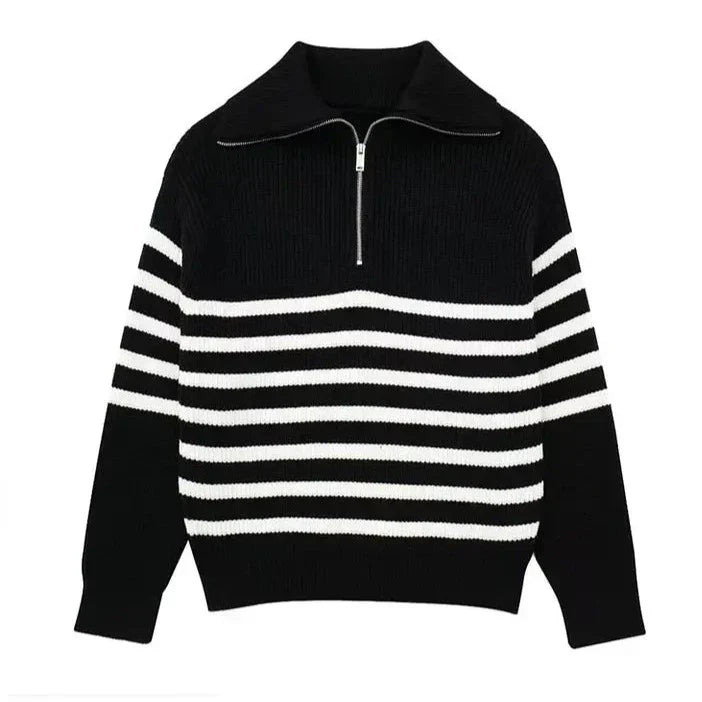 Damian | Striped Zip Sweater
