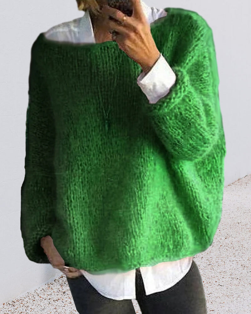 Danique Mell | Plain Off-Shoulder Fluffy Jumper