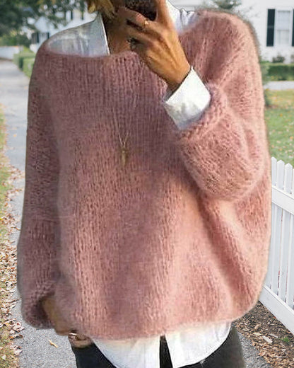 Danique Mell | Plain Off-Shoulder Fluffy Jumper
