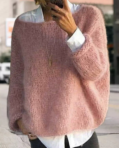 Danique Mell | Plain Off-Shoulder Fluffy Jumper