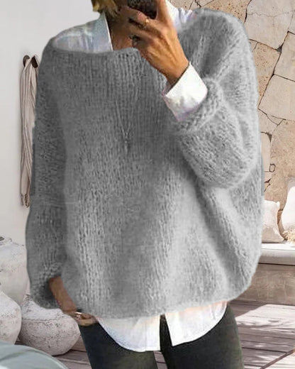Danique Mell | Plain Off-Shoulder Fluffy Jumper