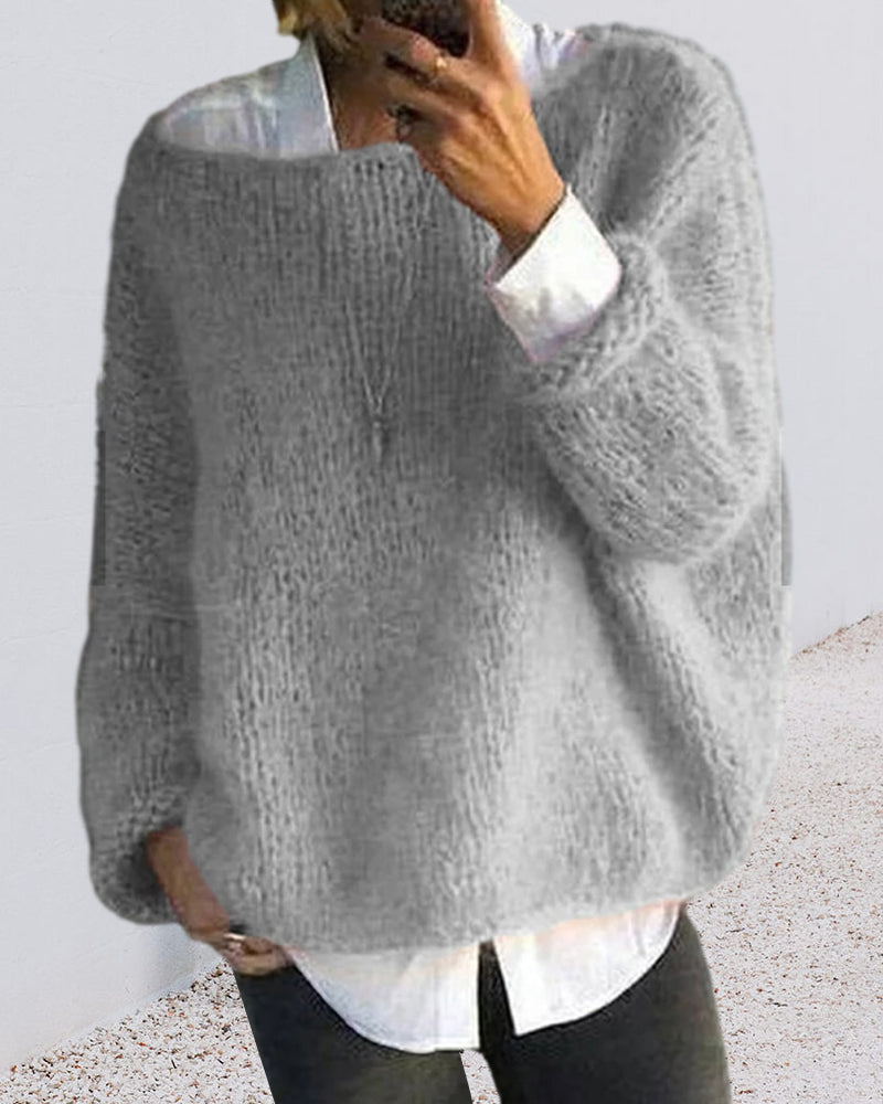 Danique Mell | Plain Off-Shoulder Fluffy Jumper