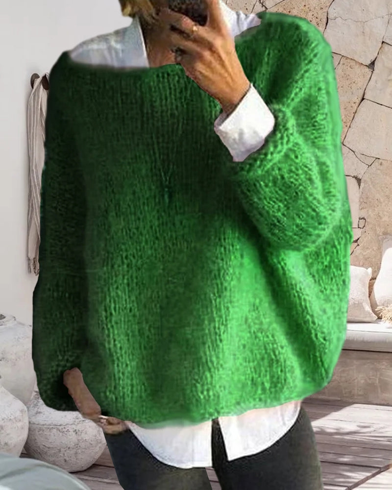 Danique Mell | Plain Off-Shoulder Fluffy Jumper
