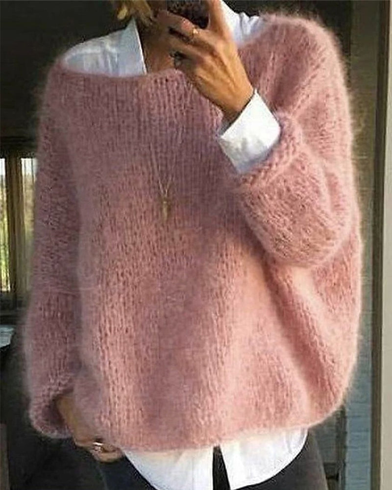 Danique Mell | Plain Off-Shoulder Fluffy Jumper