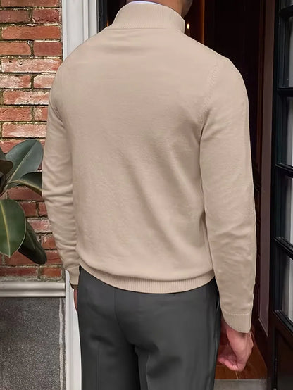 Sweater with Collar and Half-Zip