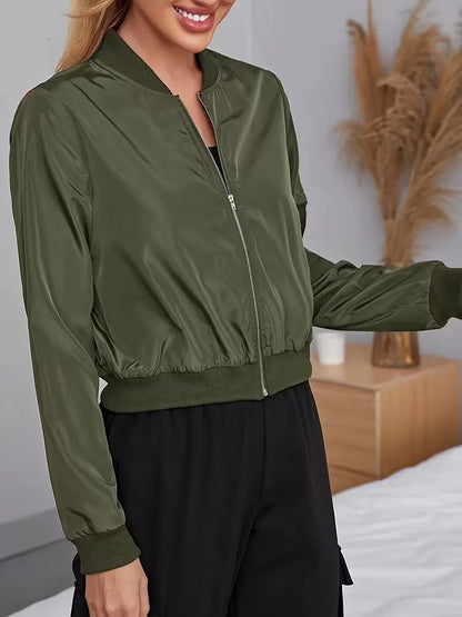 Bomber Jacket with Ribbed Cuffs