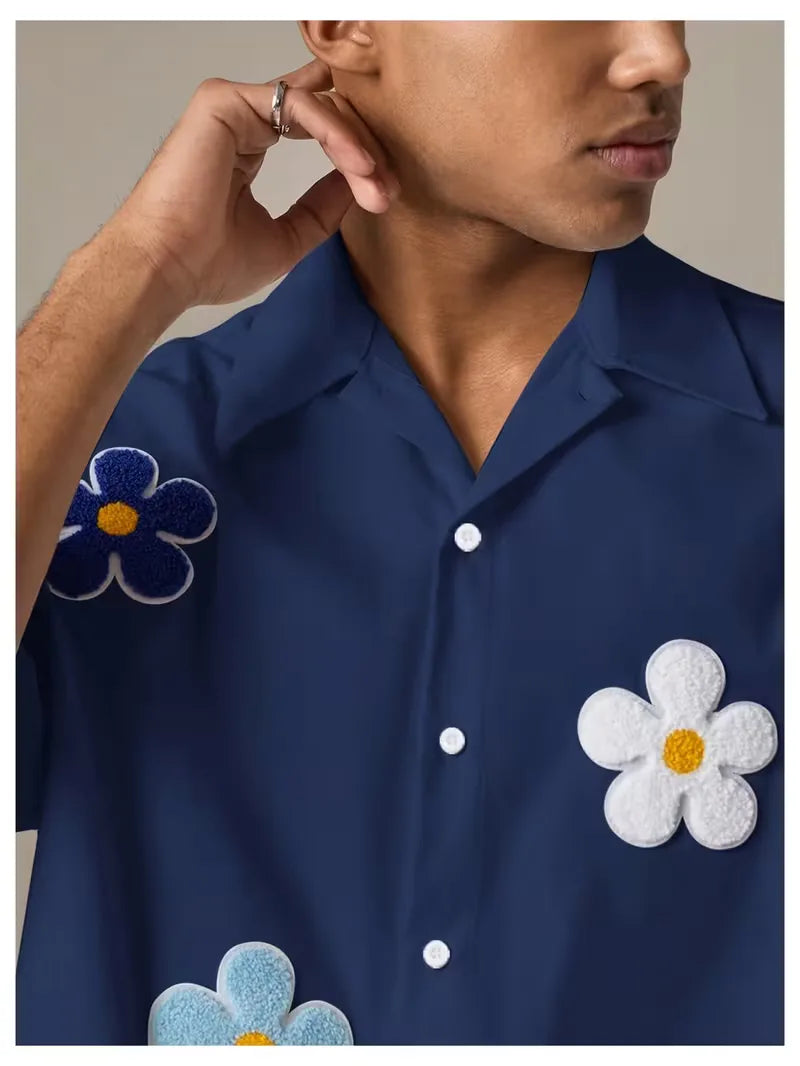 Short Sleeve Shirt with Flowers