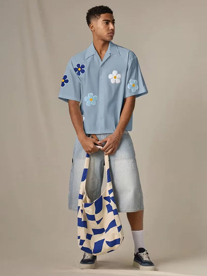 Short Sleeve Shirt with Flowers