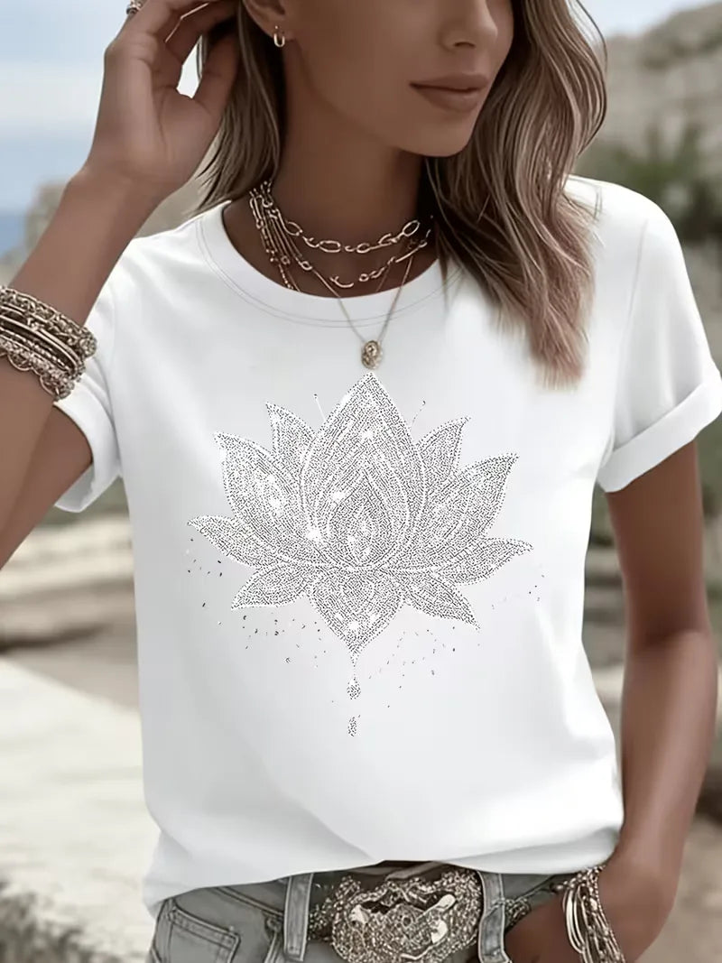 T-shirt with lotus flower print