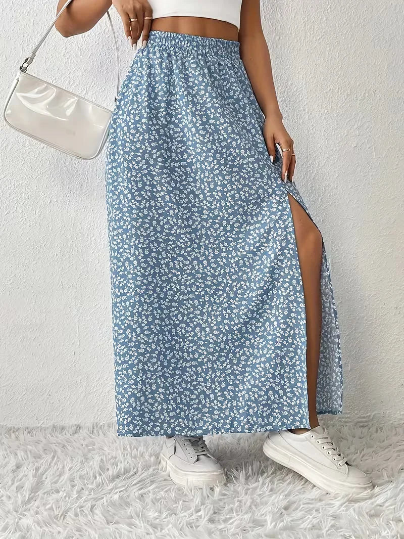 A-line skirt with flowers
