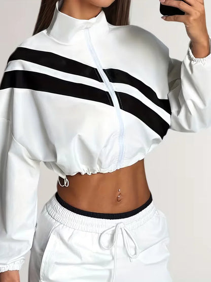 Track jacket with elastic cuffs