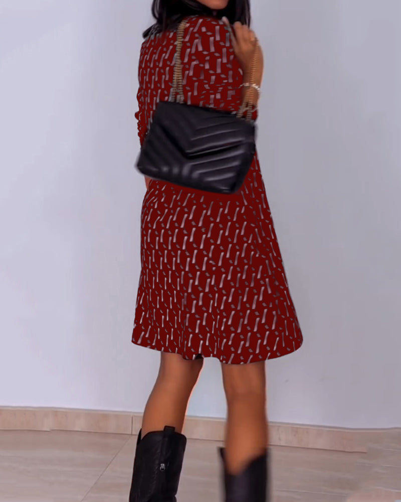 Diamond print v-neck dress