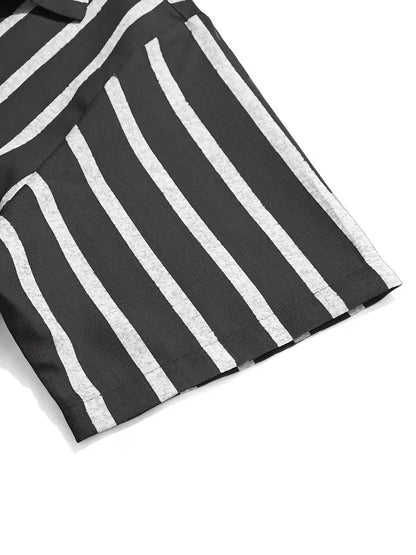 Short Sleeve Shirt with Vertical Stripes