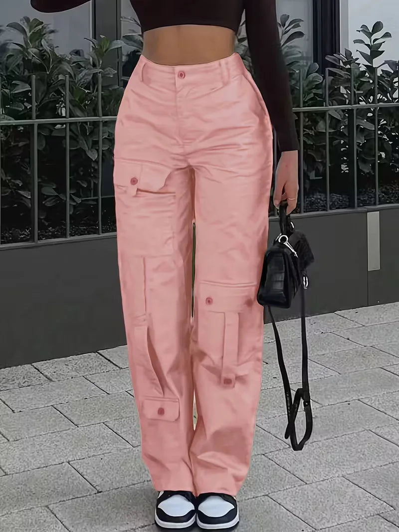 High-Waisted Cargo Trousers