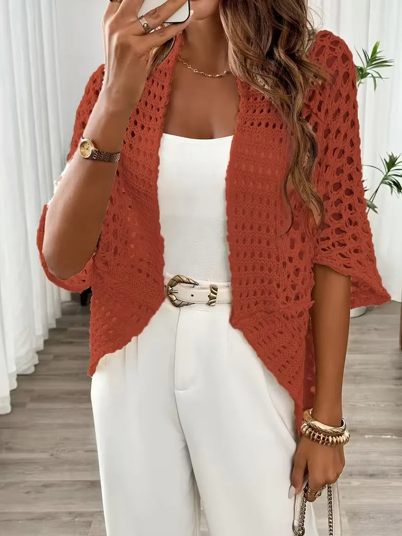 Oversized cardigan with hollow-out design
