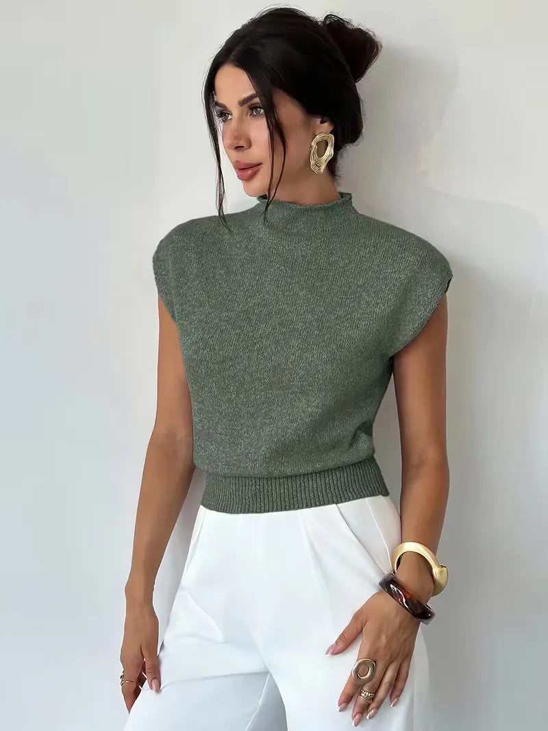 Sleeveless Vest with Mock Neck