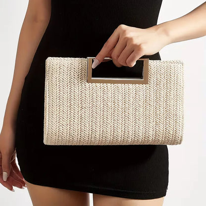 Woven clutch with square handle