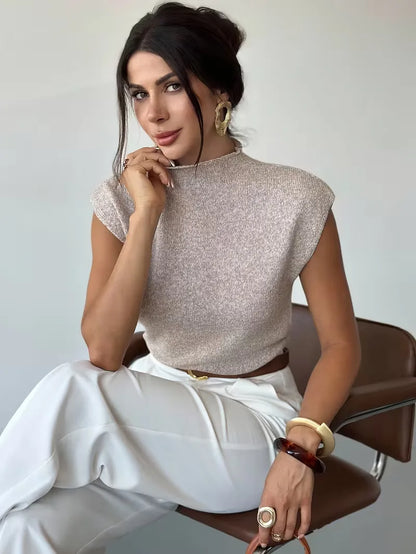 Sleeveless Vest with Mock Neck