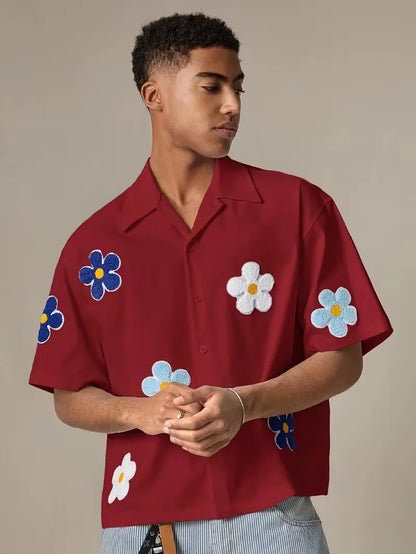 Short Sleeve Shirt with Flowers