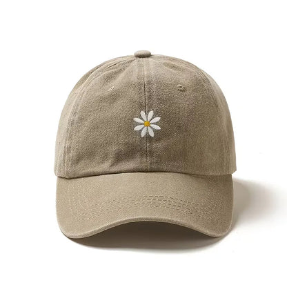 Baseball Cap with Daisy Embroidery