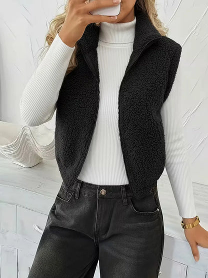 Zipped Gilet with Faux Shearling