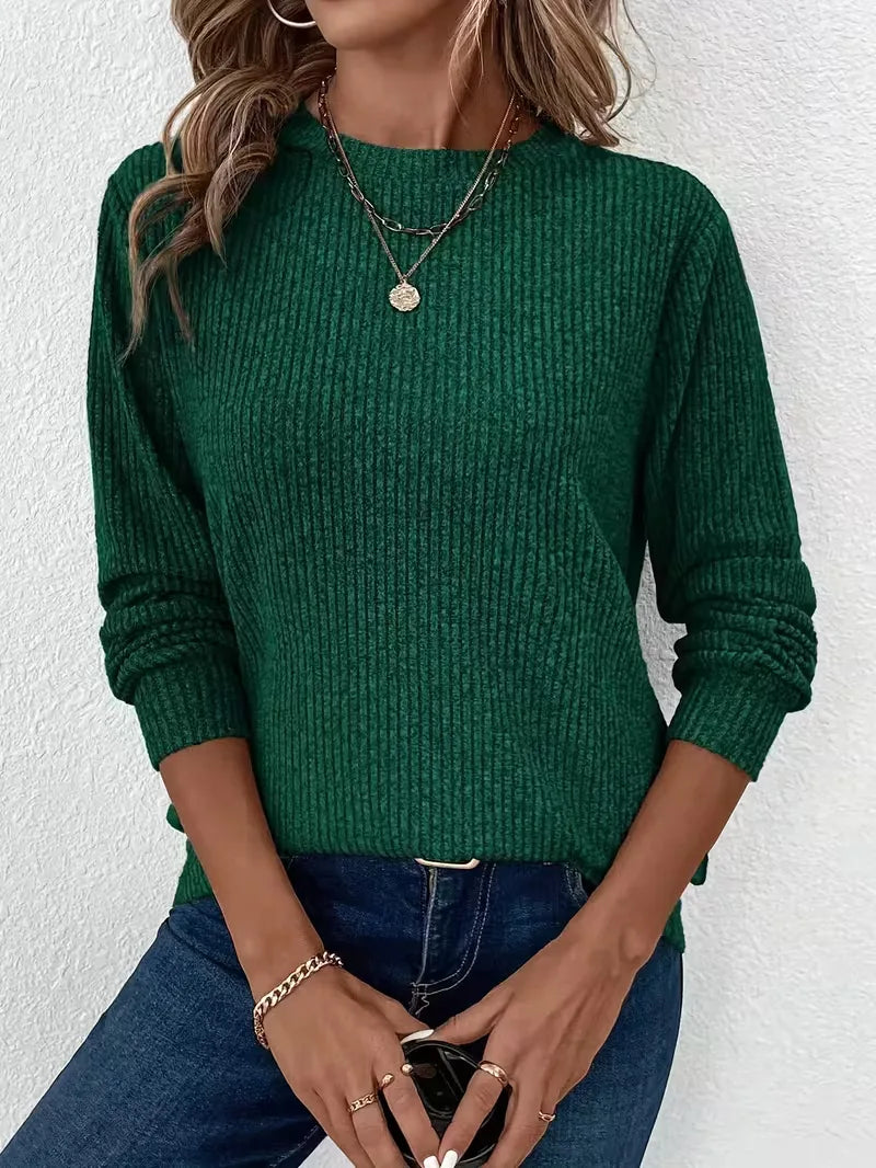 Ribbed Jumper with Round Neck