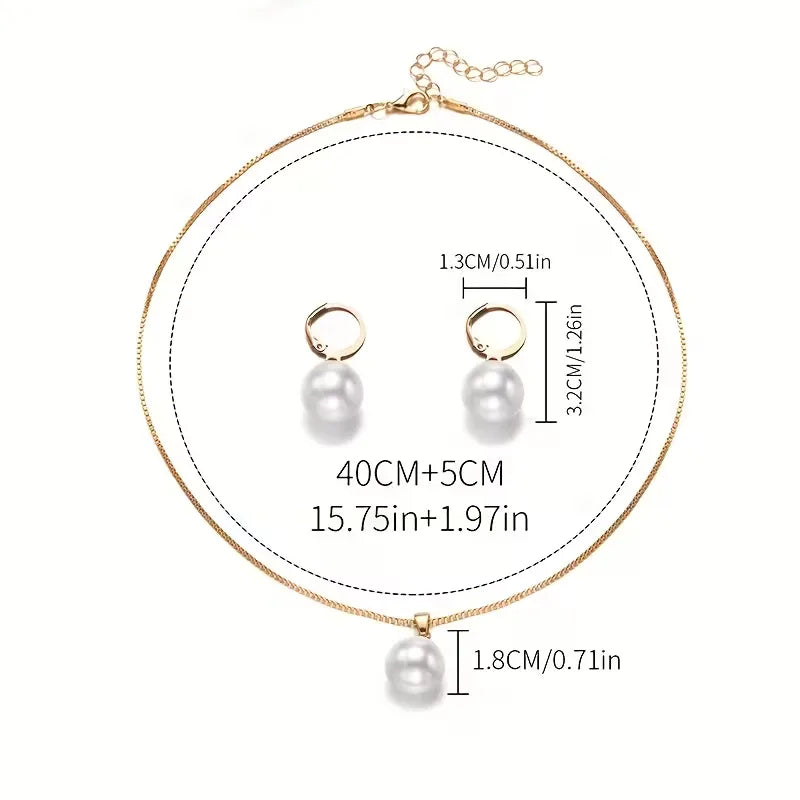 Necklace with Pearl and Earrings
