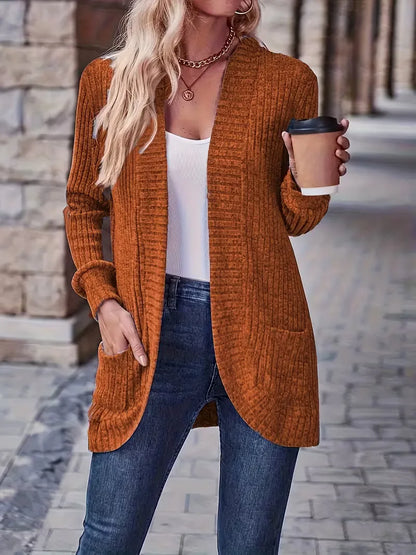 Open vest with ribbed texture