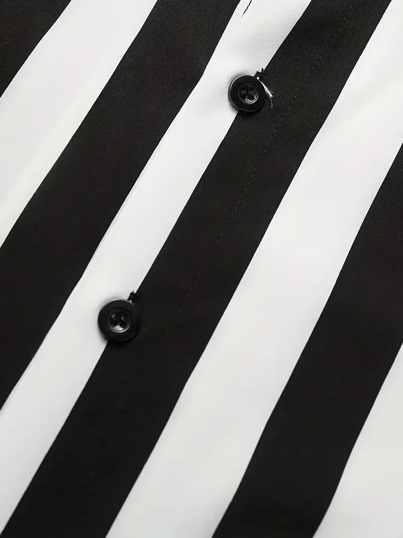 Short Sleeve Shirt with Vertical Stripes