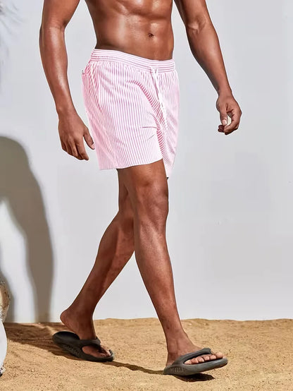 Striped Pattern Swim Shorts