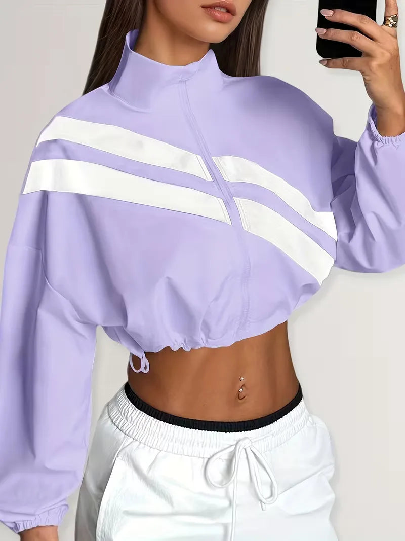 Track jacket with elastic cuffs