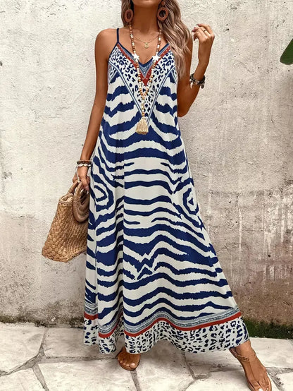 Maxi dress with leopard print