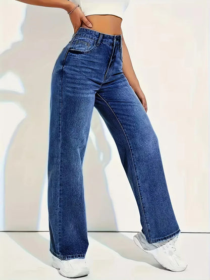 High-waisted straight jeans