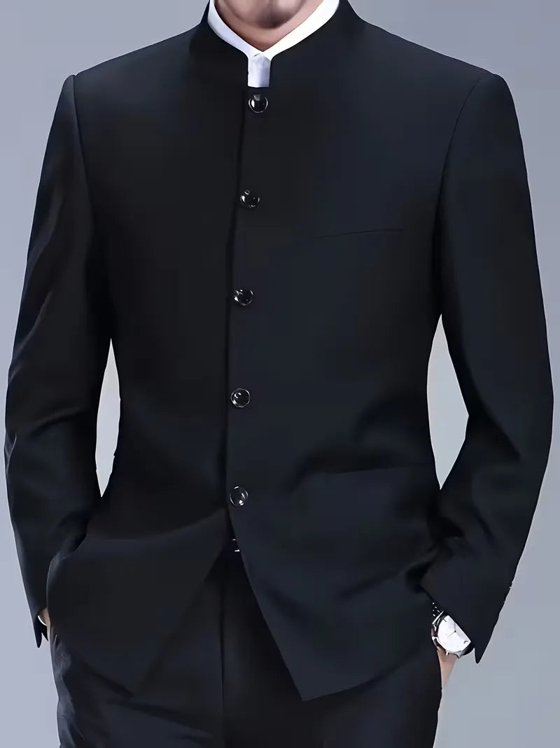 Slim Fit Blazer with Mandarin Collar