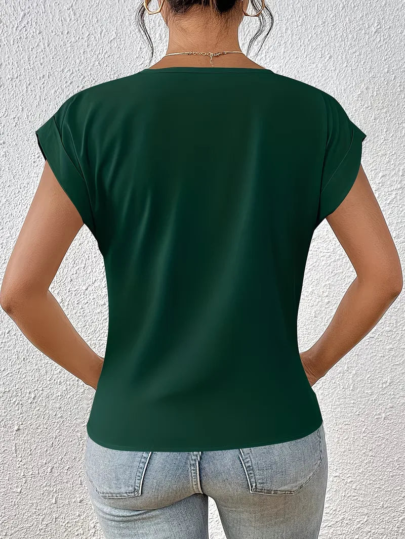 V-neck T-shirt with Draped Front