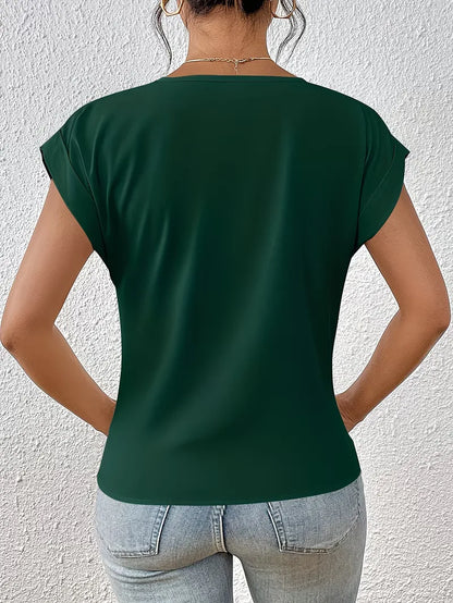 V-neck T-shirt with Draped Front