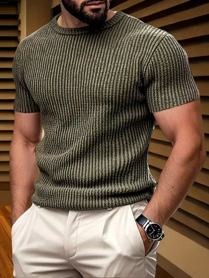 Casual men's T-shirt with jacquard pattern