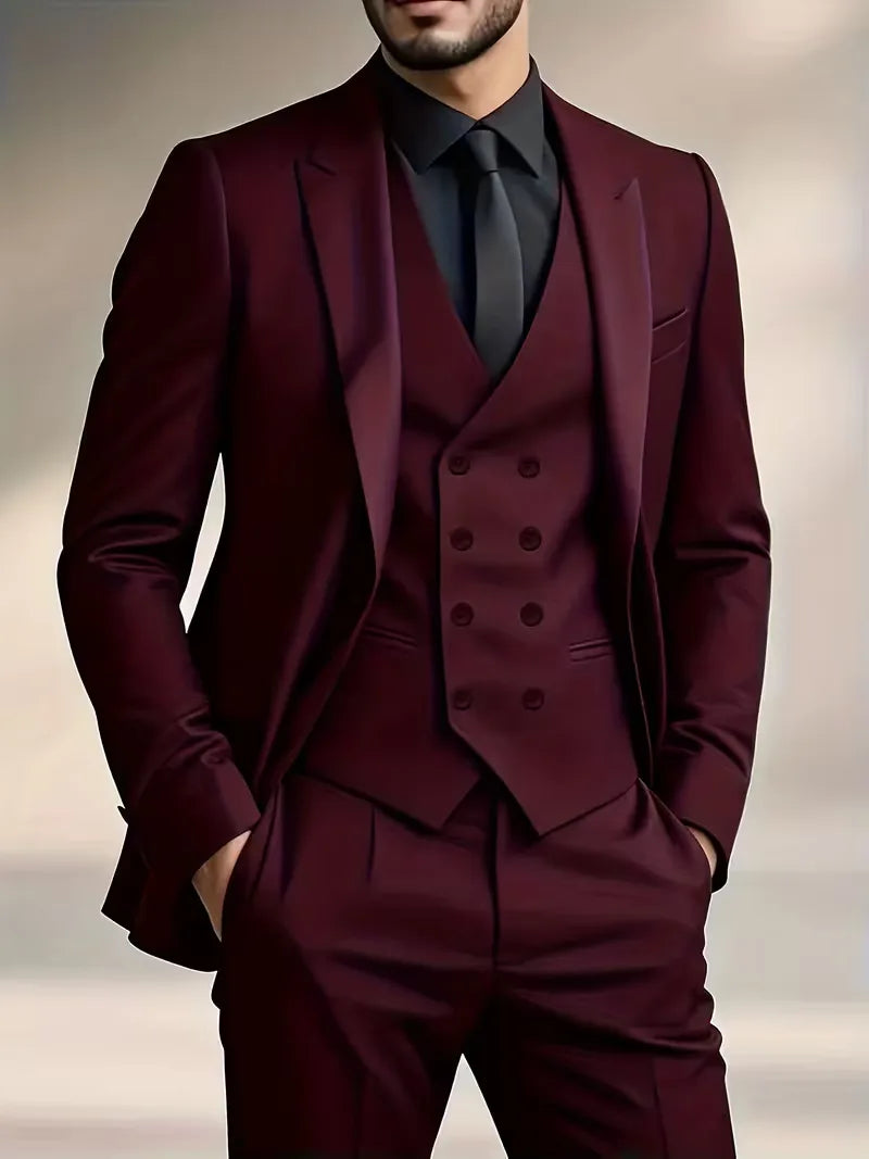 Three-piece suit with slim fit
