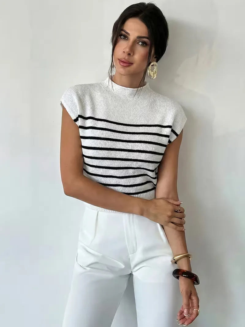 Sleeveless Vest with Mock Neck